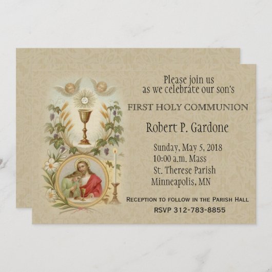 聖ヨハネ・イエズス第一聖餐式招待状 招待状 (正面/裏面)