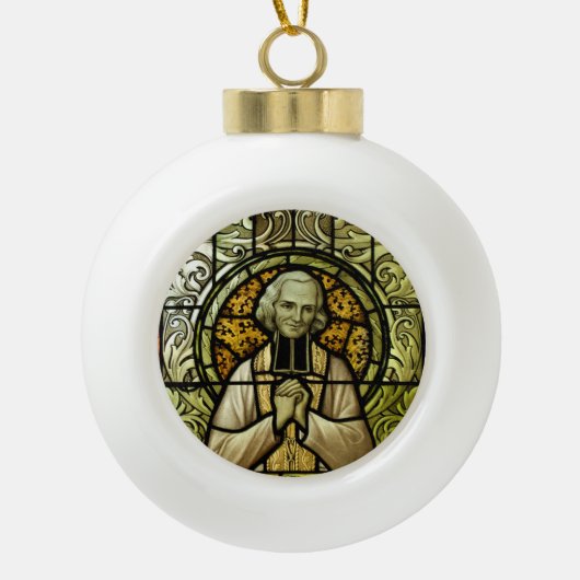 聖ヨハネVianneyのクリスマスのオーナメント セラミックボールオーナメント (正面)