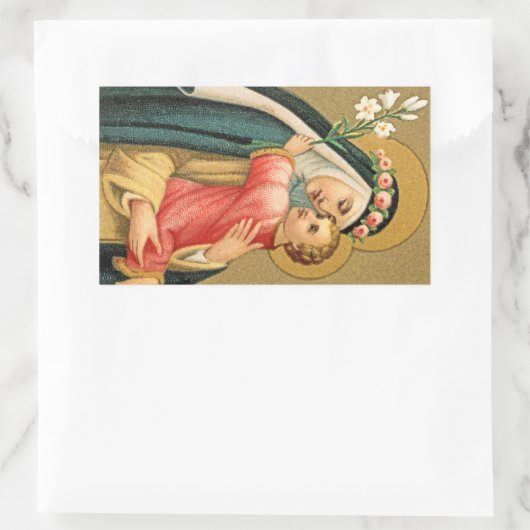 聖リマバラとキリストの子(M 023) 長方形シール (バッグ)