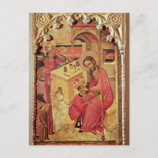 聖ルカ人の頭で動作， c.1400-30 ポストカード (正面)