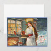 聖ルシアと子供がサフラン Bread を配達する サンキューカード (正面/裏面)