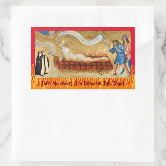 聖ローレンスの殉教、二人の修道女(M 022) 長方形シール (バッグ)