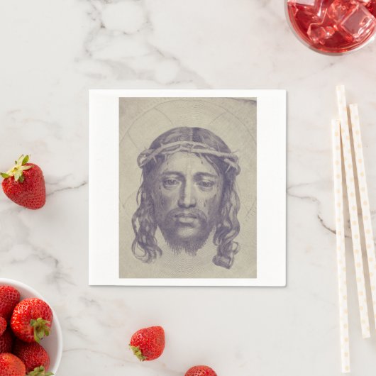 聖ヴェロニカのヴェイユ聖顔のキリストの顔 スタンダードカクテルナプキン (インサイチュ)