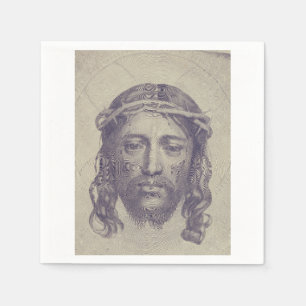 聖ヴェロニカのヴェイユ聖顔のキリストの顔 スタンダードカクテルナプキン