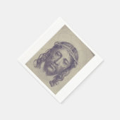 聖ヴェロニカのヴェイユ聖顔のキリストの顔 スタンダードカクテルナプキン (角)