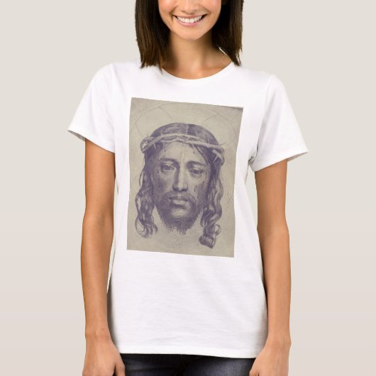 聖ヴェロニカのヴェールに映ったキリストの顔 聖顔 Tシャツ (正面)