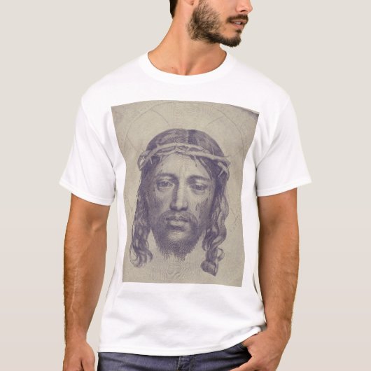 聖ヴェロニカのヴェールに映ったキリストの顔 聖顔 Tシャツ (正面)