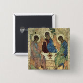 聖三位一体、1420s (パネルのテンペラ) 缶バッジ (正面&裏面)