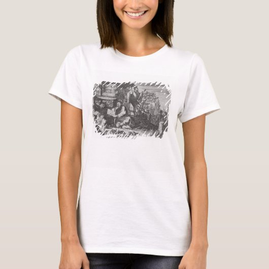 聖中国の人、説明からのイラストレーション Tシャツ (正面)