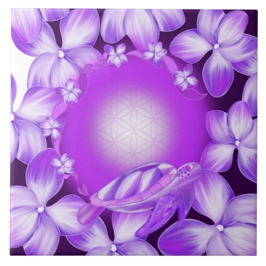 聖亀、花の命とフローラデザイン タイル (正面)