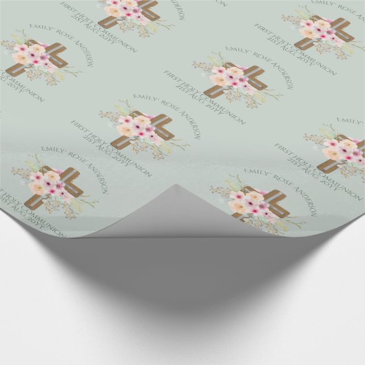 聖交パーソナライズされたフローラクロス ラッピングペーパー (角)