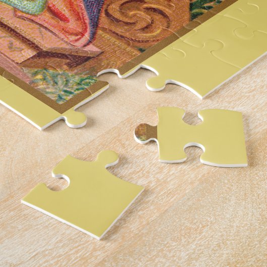 聖人が子供のキリストと共にロザリオを持っておられる絵 ジグソーパズル (側面)