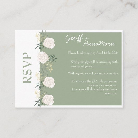 聖人と白いバラの囲結婚い言葉が答えた エンクロージャーカード (正面)