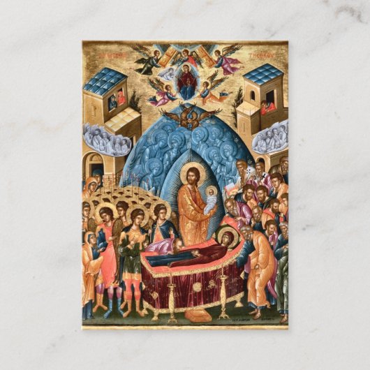 聖人の眠りによる神の母の葬儀祈祷カード プレイスカード (正面)