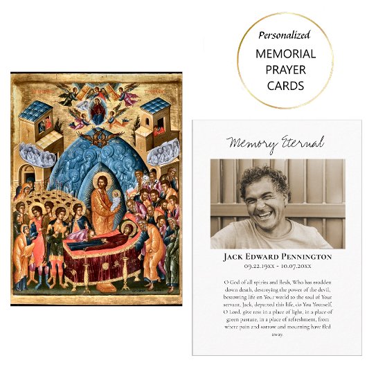 聖人の眠りによる神の母の葬儀祈祷カード プレイスカード