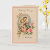 聖人の誕生日祝福 ヴァージン・マリー カード (黄色い花)