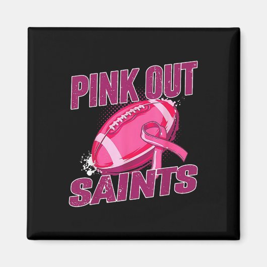 聖人ピンクアウトサッカー手具乳がん マグネット (正面)