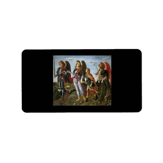 聖人マイケル、ガブリエル、トビアスとのラファエル ラベル (正面)