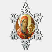 聖人マリアと主イエスのアイコン スノーフレークピューターオーナメント (右)