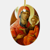 聖人マリアと主イエスのアイコン セラミックオーナメント (正面)