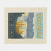 聖人都市 | ユタ州ソルトレイクシティ フリースブランケット (正面(横))