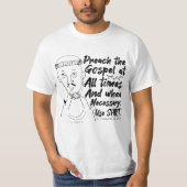 聖人、ことわざ&シャツ – 聖フランシス(B&W) Tシャツ (正面)