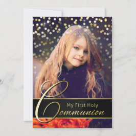 聖体の写真 エレガント ゴールド タイポグラフィ 招待状