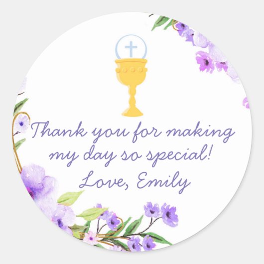 聖体フローラ水彩景品お気に入りラベル ラウンドシール (正面)