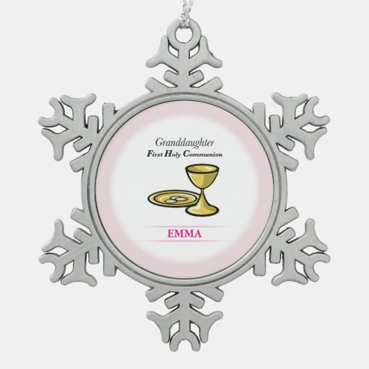 聖体体と血の孫 スノーフレークピューターオーナメント (正面)