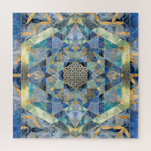 聖体幾何学の生涯の花大理石オーナメント ジグソーパズル (縦)