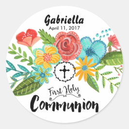 聖体拝領の最初の花 |ラウンドステッカー ラウンドシール