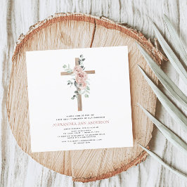 聖体拝領の第一聖体拝領の女の子の埃っぽいピンクのバラ 招待状