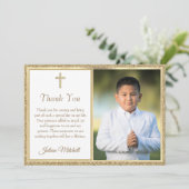 聖体拝領の聖金ゴールド十字架 サンキューカード (スタンド正面)