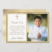 聖体拝領の聖金ゴールド十字架 サンキューカード (正面/裏面)