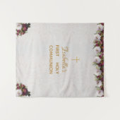 聖体拝領の背景 | 大理石のワインレッドの芍薬 タペストリー (正面(横))