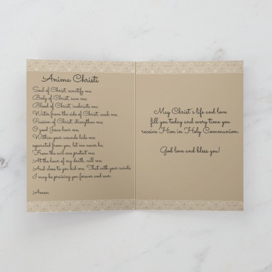 聖体拝領カード(祈りの言葉と聖句を含む) カード (内部)