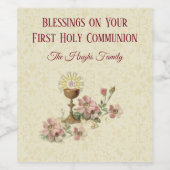 聖体拝領チャリスピンクの花 ワインラベル (シングルラベル)