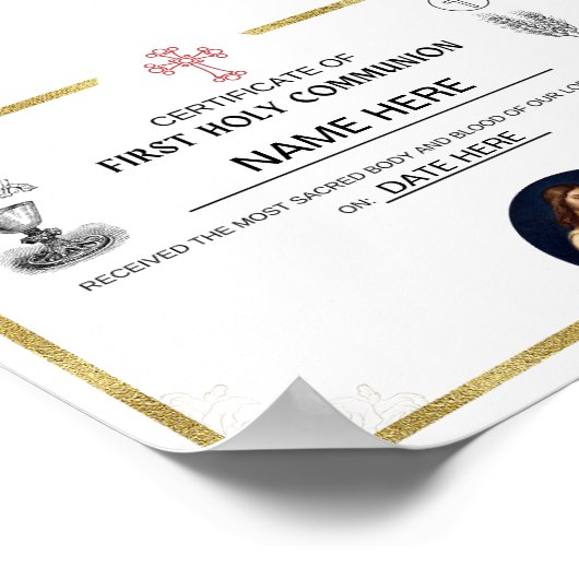 聖体拝領パーソナライズされた証書 ポスター (角)