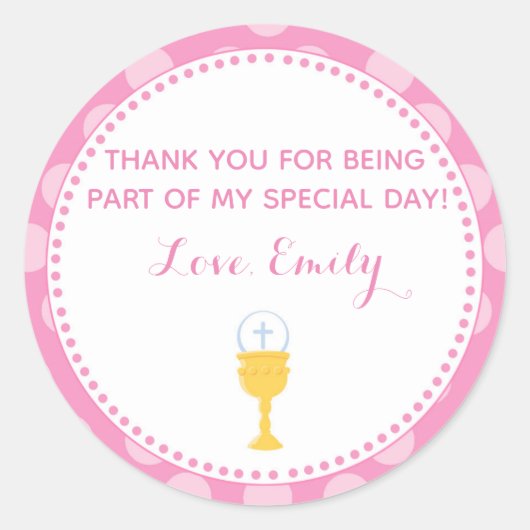 聖体拝領ラベルピンクチャリス ラウンドシール (正面)