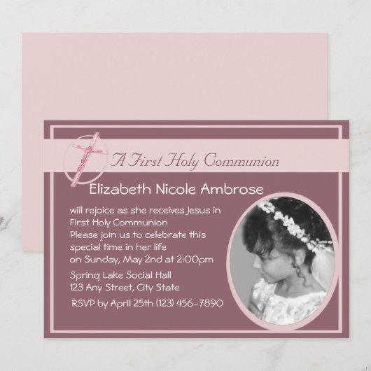 聖体拝領写真 招待状 (正面/裏面)