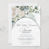 聖体拝領 ローズ 緑 十字架 招待状 (裏面)