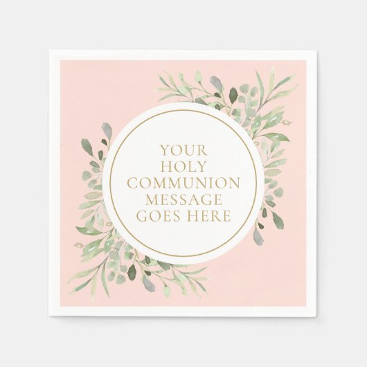 聖体緑の赤面ピンク スタンダードカクテルナプキン (正面)