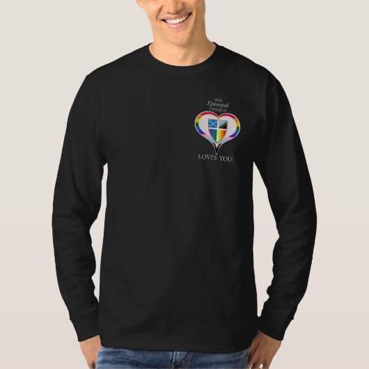 聖公会はLGBTQの新しいデザインを愛してる！ Tシャツ (正面)