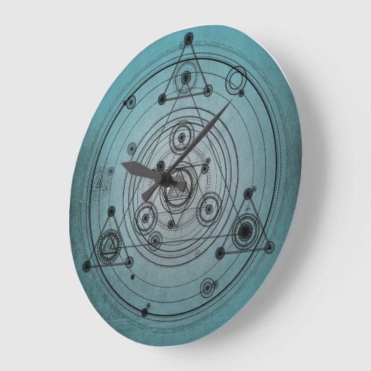 聖動揺してデザイン記号を含む青い記号 ラージ壁時計 (傾斜)
