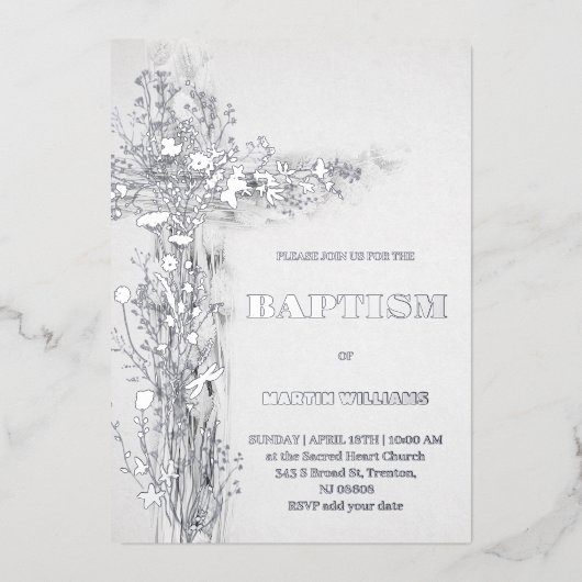 聖十字洗礼銀箔招待状 箔招待状 (正面)