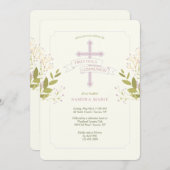 聖十字第一聖餐式ピンク 招待状 (正面/裏面)