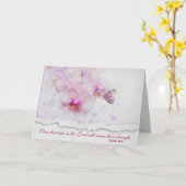 聖句とピンクの蘭の蝶 カード (黄色い花)