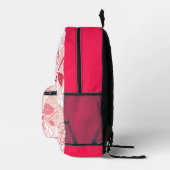 聖句とホットピンクのフローラヴィンテージパターン プリントバックパック (右)