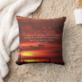 聖句と美しいオレンジ色のサンライズアート クッション (ブランケット)