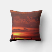 聖句と美しいオレンジ色のサンライズアート クッション (裏面)